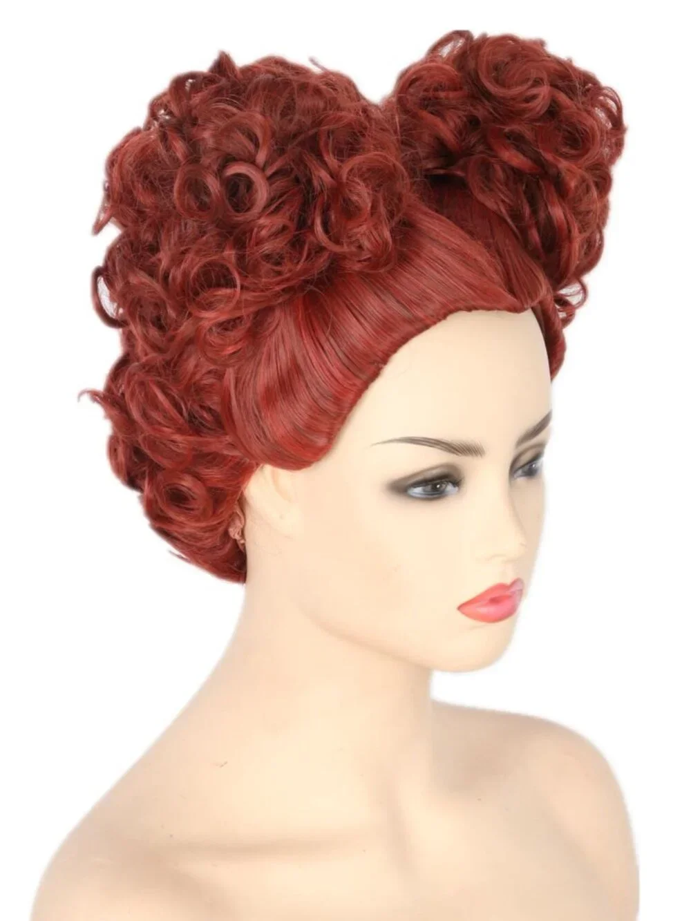 Women's Red Brown Short Cosplay Halloween Costume Wig With Necklace Earrings
